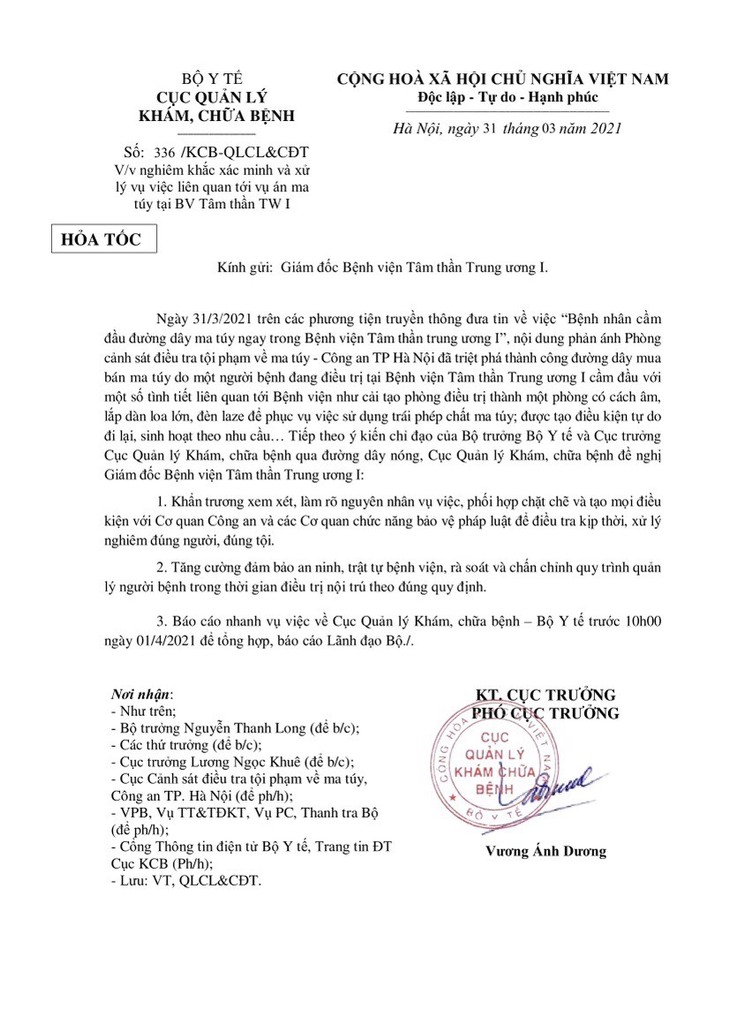 van ban khan cua Cuc Kham chua benh